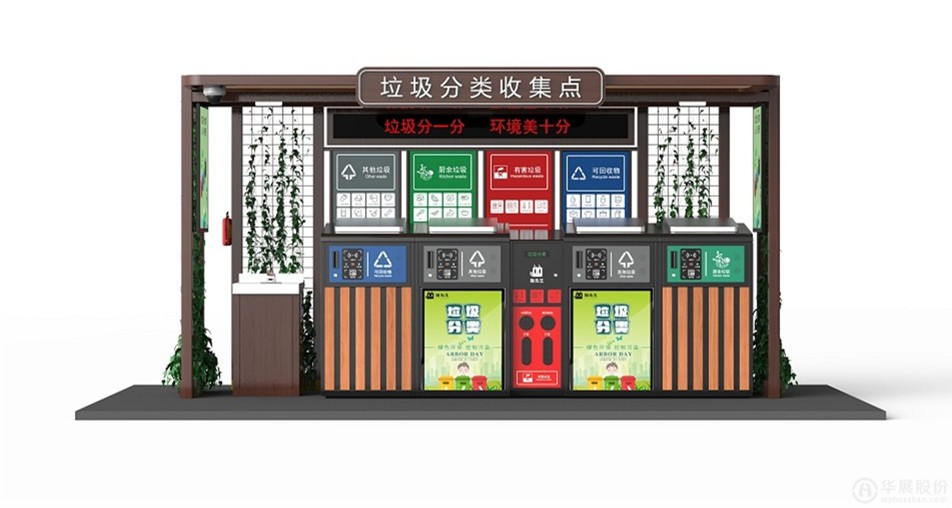 智能垃圾分類投放箱、房